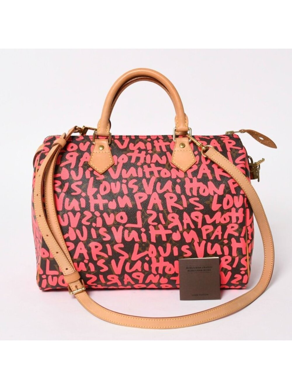Louis Vuitton Monogram Graffiti Speedy 30 Handbag Brown Pink Gold